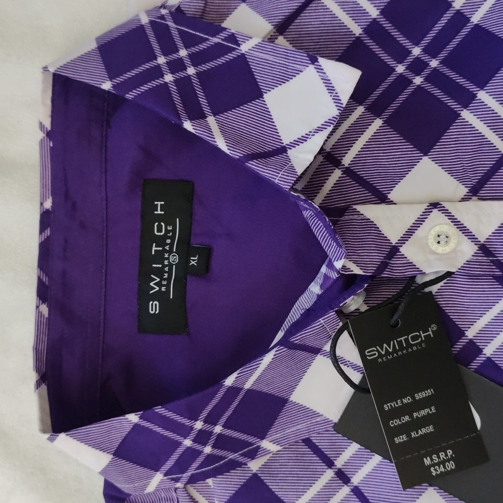 52. Switch Remarkable Button Up Short Sleeve | Color - Purple - Picture 4 of 8